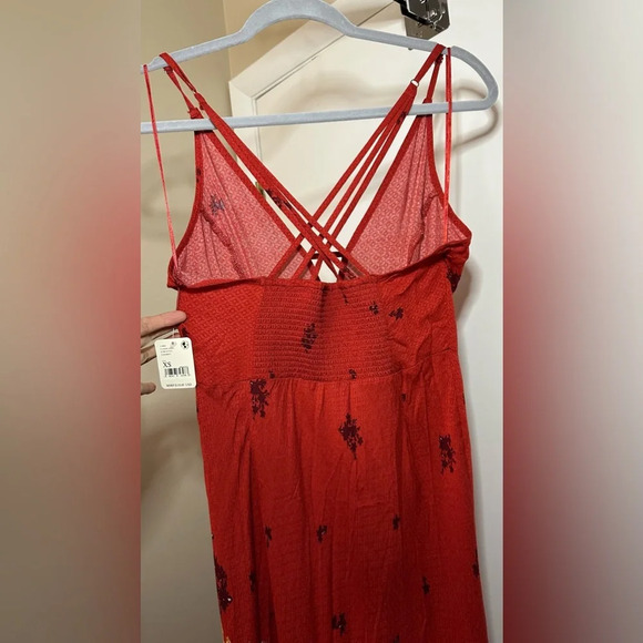 NWT Free People Get to You Floral Maxi Sundress Scarlet Red XS - Picture 7 of 12
